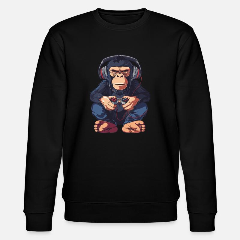 Schimpansen Videospiel - Stanley/Stella Unisex Bio-Sweatshirt CHANGER  - Schwarz