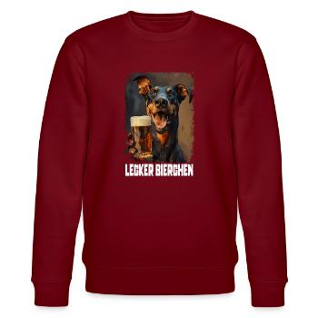 Lecker Bierchen Dobermann - Stanley/Stella Unisex Bio-Sweatshirt CHANGER  - Burgunderrot - Vorne - Nik (191cm) & Marisol (170cm)