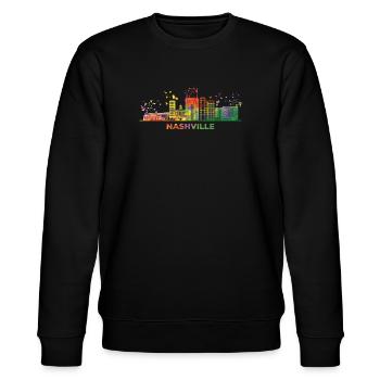 Nashvillian Skyline Nashville - Stanley/Stella Unisex Bio-Sweatshirt CHANGER  - Schwarz - Vorne - Nik (191cm) & Marisol (170cm)