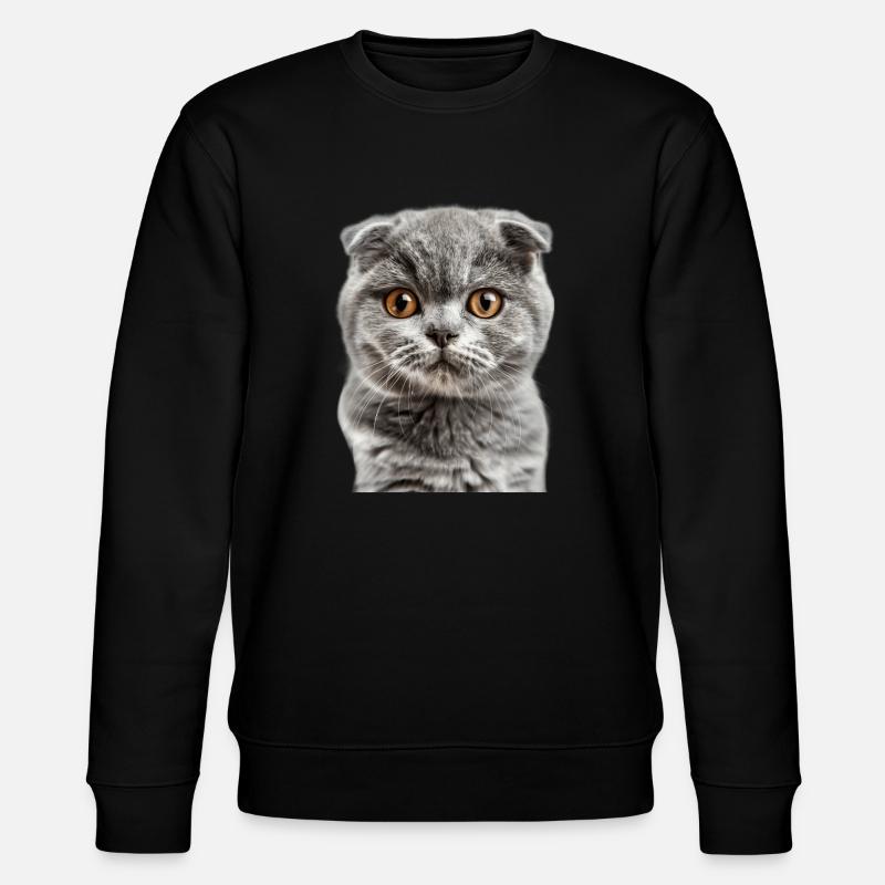 Scottish Fold-eared Cat - Stanley/Stella CHANGER Unisex Organic Sweatshirt - black
