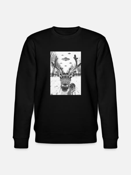 Ufo Selfie Reindeer - Stanley/Stella CHANGER Unisex Organic Sweatshirt - black