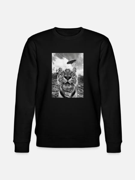 Ufo Selfie Tiger - Stanley/Stella CHANGER Unisex Organic Sweatshirt - black