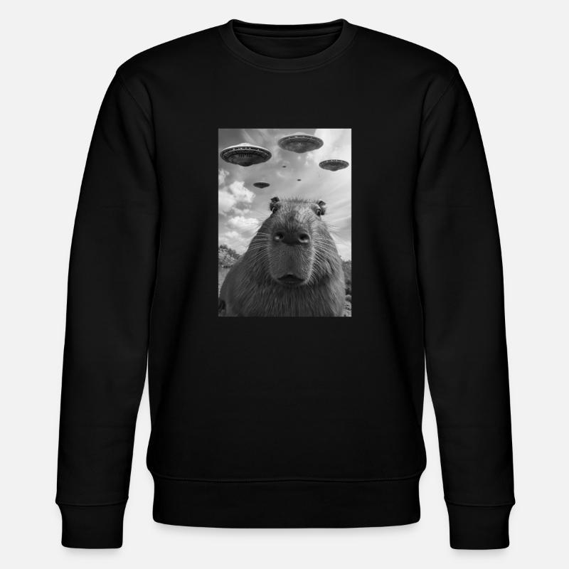 Ufo Selfie Capybara - Stanley/Stella CHANGER Unisex Organic Sweatshirt - black