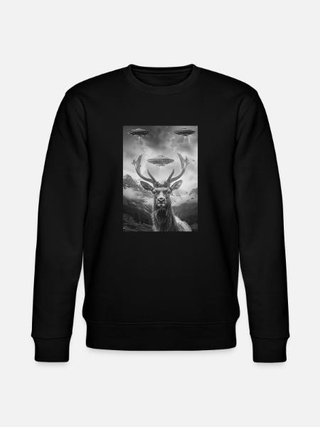Ufo Selfie Moose - Stanley/Stella CHANGER Unisex Organic Sweatshirt - black