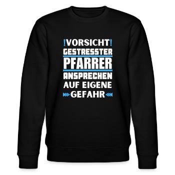 Gestresster Pfarrer nicht ansprechen! - Stanley/Stella Unisex Bio-Sweatshirt CHANGER  - Schwarz - Vorne - Nik (191cm) & Marisol (170cm)