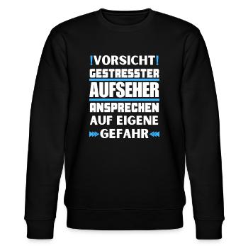 Gestresster Aufseher nicht ansprechen! - Stanley/Stella Unisex Bio-Sweatshirt CHANGER  - Schwarz - Vorne - Nik (191cm) & Marisol (170cm)