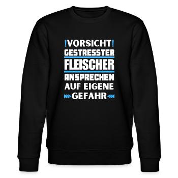 Gestresster Fleischer nicht ansprechen! - Stanley/Stella Unisex Bio-Sweatshirt CHANGER  - Schwarz - Vorne - Nik (191cm) & Marisol (170cm)