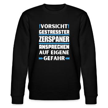 Gestresster Zerspaner nicht ansprechen! - Stanley/Stella Unisex Bio-Sweatshirt CHANGER  - Schwarz - Vorne - Nik (191cm) & Marisol (170cm)