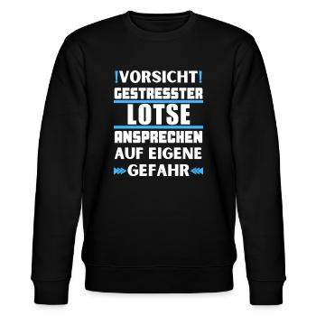 Gestresster Lotse nicht ansprechen! - Stanley/Stella Unisex Bio-Sweatshirt CHANGER  - Schwarz - Vorne - Nik (191cm) & Marisol (170cm)
