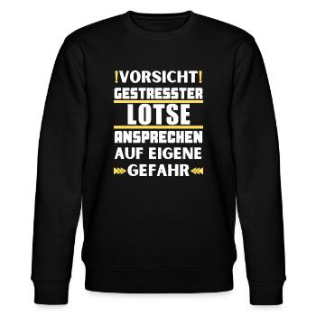 Gestresster Lotse nicht ansprechen! - Stanley/Stella Unisex Bio-Sweatshirt CHANGER  - Schwarz - Vorne - Nik (191cm) & Marisol (170cm)