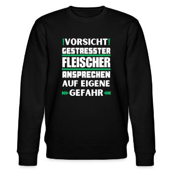 Gestresster Fleischer nicht ansprechen! - Stanley/Stella Unisex Bio-Sweatshirt CHANGER  - Schwarz - Vorne - Nik (191cm) & Marisol (170cm)