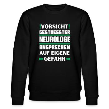 Gestresster Neurologe nicht ansprechen! - Stanley/Stella Unisex Bio-Sweatshirt CHANGER  - Schwarz - Vorne - Nik (191cm) & Marisol (170cm)