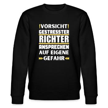 Gestresster Richter nicht ansprechen! - Stanley/Stella Unisex Bio-Sweatshirt CHANGER  - Schwarz - Vorne - Nik (191cm) & Marisol (170cm)