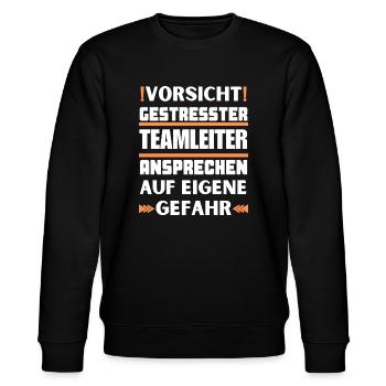 Gestresster Teamleiter nicht ansprechen! - Stanley/Stella Unisex Bio-Sweatshirt CHANGER  - Schwarz - Vorne - Nik (191cm) & Marisol (170cm)