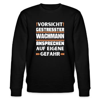 Gestresster Wachmann nicht ansprechen! - Stanley/Stella Unisex Bio-Sweatshirt CHANGER  - Schwarz - Vorne - Nik (191cm) & Marisol (170cm)