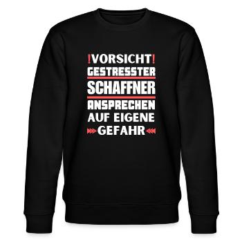 Don't talk to a stressed conductor! - Stanley/Stella CHANGER Unisex Organic Sweatshirt - black - Front - Nik (191cm) & Marisol (170cm)