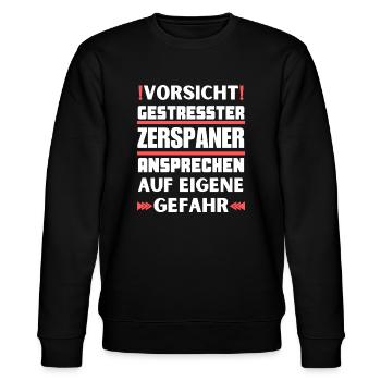 Gestresster Zerspaner nicht ansprechen! - Stanley/Stella Unisex Bio-Sweatshirt CHANGER  - Schwarz - Vorne - Nik (191cm) & Marisol (170cm)