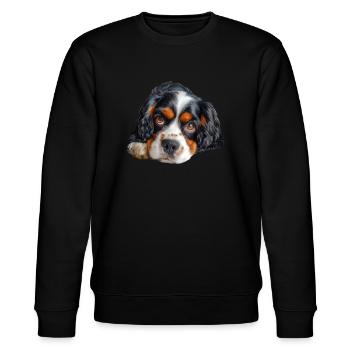 Cavalier King Charles - Stanley/Stella Unisex Bio-Sweatshirt CHANGER  - Schwarz - Vorne - Nik (191cm) & Marisol (170cm)