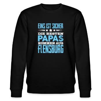 FLENSBURG - Papa - Stanley/Stella Unisex Bio-Sweatshirt CHANGER  - Schwarz - Vorne - Nik (191cm) & Marisol (170cm)