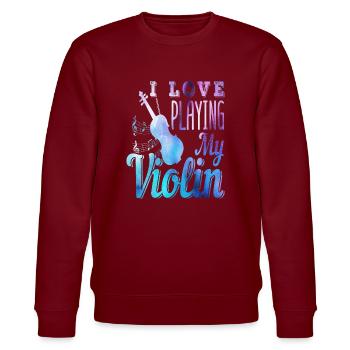 Violin - Stanley/Stella CHANGER Unisex Organic Sweatshirt - burgundy - Front - Nik (191cm) & Marisol (170cm)