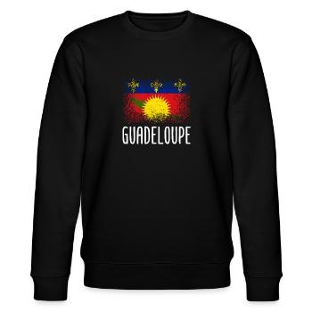 Guadeloupe Flagge - Stanley/Stella Unisex Bio-Sweatshirt CHANGER  - Schwarz - Vorne - Nik (191cm) & Marisol (170cm)
