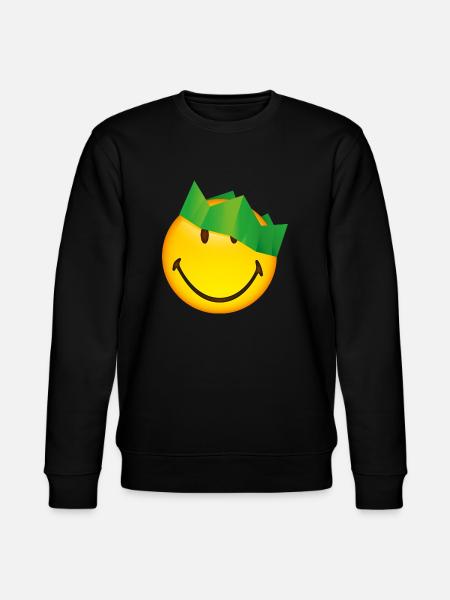Smiley Green Crown - Stanley/Stella CHANGER Unisex Organic Sweatshirt - black
