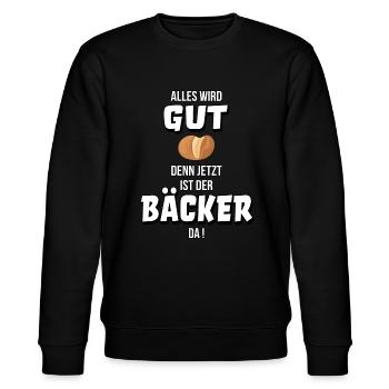 Bäcker Bäckerei Bäckermeister Geschenk Spruch - Stanley/Stella Unisex Bio-Sweatshirt CHANGER  - Schwarz - Vorne - Nik (191cm) & Marisol (170cm)