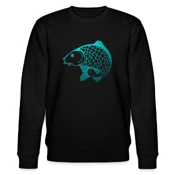 Neon Blaues Karpfen Design - Stanley/Stella Unisex Bio-Sweatshirt CHANGER  - Schwarz - Vorne - Nik (191cm) & Marisol (170cm)
