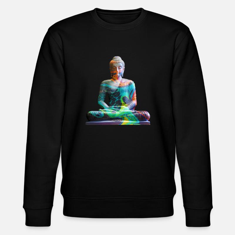 Mehrfarbiger Zen-Buddha - Stanley/Stella Unisex Bio-Sweatshirt CHANGER  - Schwarz