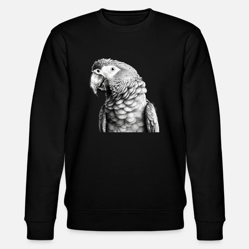 Papagei mit Bleistift - Stanley/Stella Unisex Bio-Sweatshirt CHANGER  - Schwarz