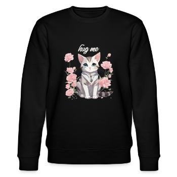 Squeeze Me Cat - Stanley/Stella CHANGER Unisex Organic Sweatshirt - black - Front - Nik (191cm) & Marisol (170cm)