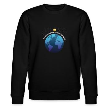 Peace Freedom All Over The World. - Stanley/Stella Unisex Bio-Sweatshirt CHANGER  - Schwarz - Vorne - Nik (191cm) & Marisol (170cm)