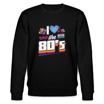 I Love 80s 80s Themed Party Outfit Gift - Sweat bio CHANGER Stanley/Stella Unisexe - noir - Devant - Nik (191cm) & Marisol (170cm)