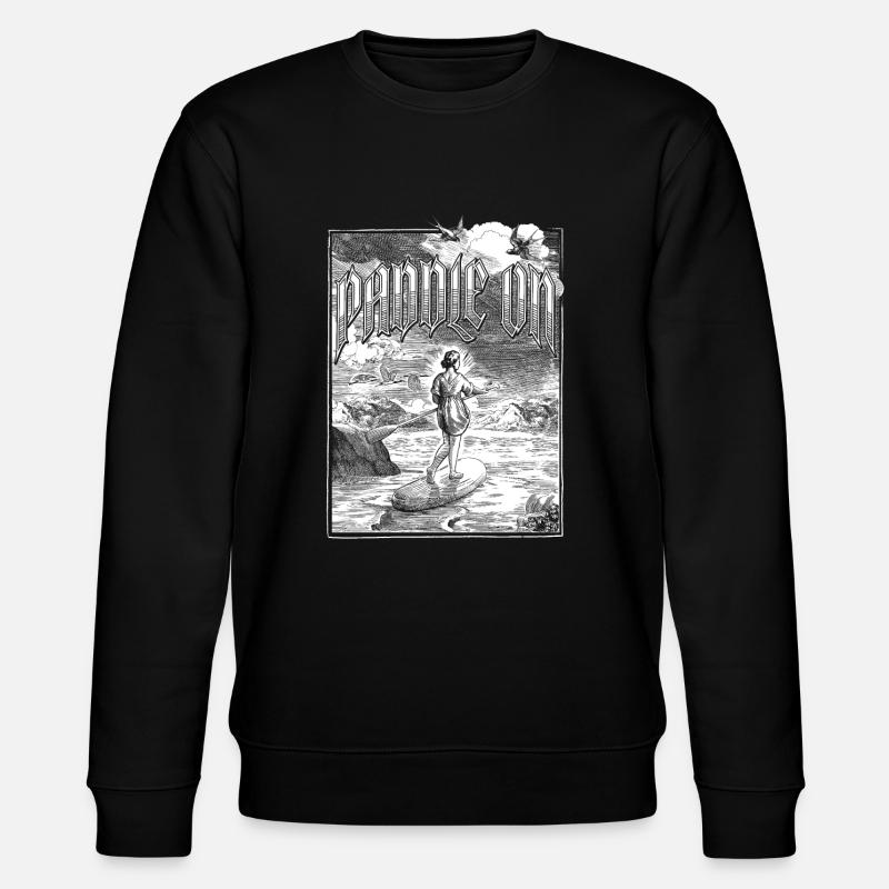 Paddle Board Paddling Zeichnung - Stanley/Stella Unisex Bio-Sweatshirt CHANGER  - Schwarz