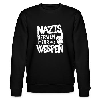 Nazis nerven mehr als Wespen - Stanley/Stella Unisex Bio-Sweatshirt CHANGER  - Schwarz - Vorne - Nik (191cm) & Marisol (170cm)