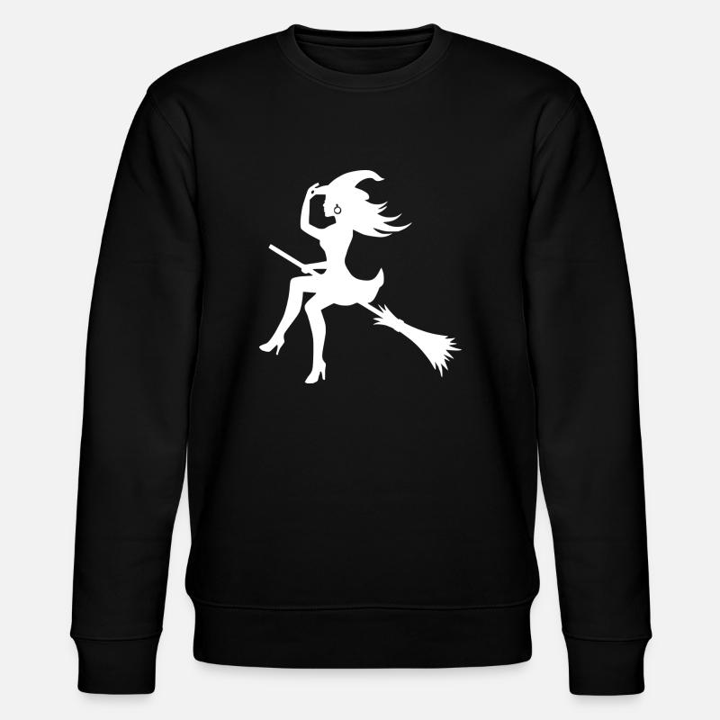 Hexe / Befana auf Besen - Stanley/Stella Unisex Bio-Sweatshirt CHANGER  - Schwarz