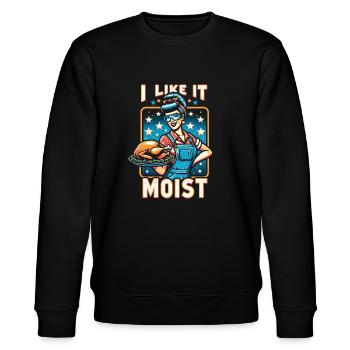 Ich mag es feucht Thanksgiving Kostüm Truthahntag - Stanley/Stella Unisex Bio-Sweatshirt CHANGER  - Schwarz - Vorne - Nik (191cm) & Marisol (170cm)