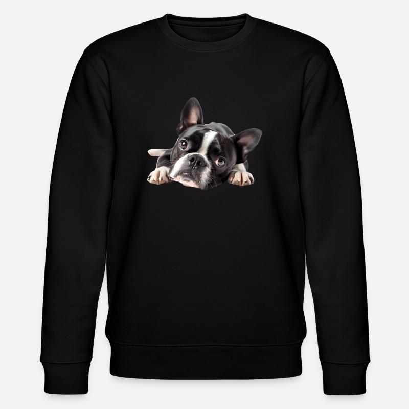Boston Terrier - Stanley/Stella Unisex Bio-Sweatshirt CHANGER  - Schwarz