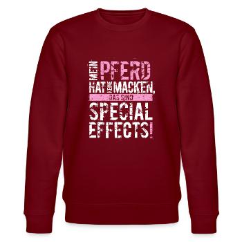 Mein Pferd hat keine Macken - Stanley/Stella Unisex Bio-Sweatshirt CHANGER  - Burgunderrot - Vorne - Nik (191cm) & Marisol (170cm)