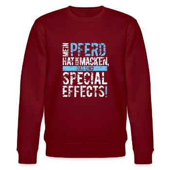 Mein Pferd hat keine Macken - Stanley/Stella Unisex Bio-Sweatshirt CHANGER  - Burgunderrot - Vorne - Nik (191cm) & Marisol (170cm)
