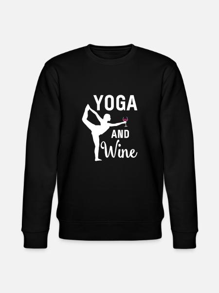 Yoga and Wine Funny Apparel - Stanley/Stella CHANGER Unisex Organic Sweatshirt - black