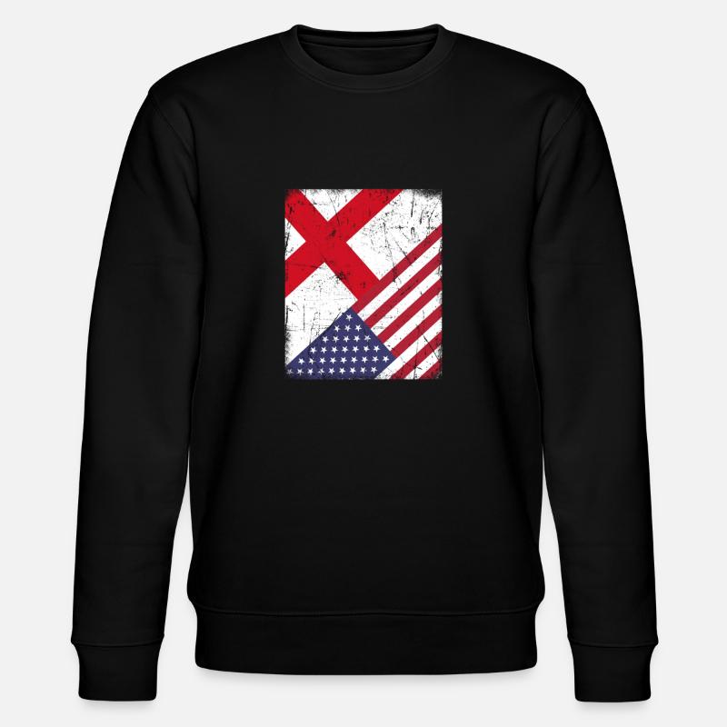 England British American Flag - Stanley/Stella CHANGER Unisex Organic Sweatshirt - black