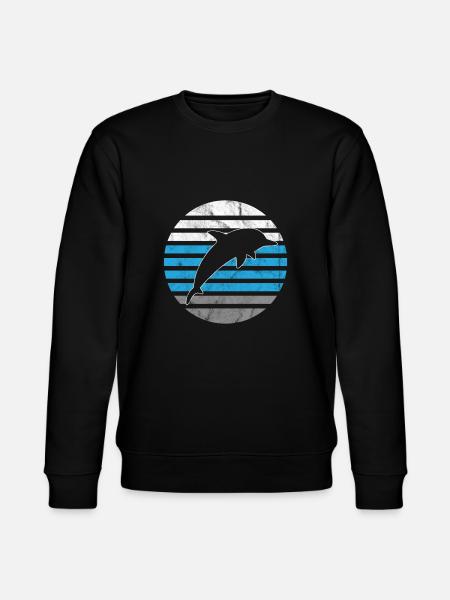 Retro Dolphin Ocean - Stanley/Stella CHANGER Unisex Organic Sweatshirt - black