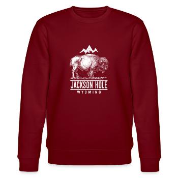 Jackson Hole Wyoming Buffalo - Stanley/Stella Unisex Bio-Sweatshirt CHANGER  - Burgunderrot - Vorne - Nik (191cm) & Marisol (170cm)