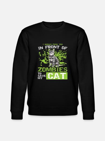 Cat Funny Kitten Zombie Apparel - Stanley/Stella CHANGER Unisex Organic Sweatshirt - black
