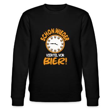 Schon wieder viertel vor Bier Uhr Trinkzeit - Stanley/Stella Unisex Bio-Sweatshirt CHANGER  - Schwarz - Vorne - Nik (191cm) & Marisol (170cm)