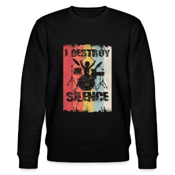 I Destroy Silence - Stanley/Stella Unisex Bio-Sweatshirt CHANGER  - Schwarz - Vorne - Nik (191cm) & Marisol (170cm)