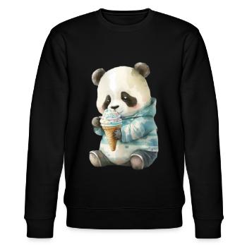 Panda - eat ice cream - Stanley/Stella CHANGER Unisex Organic Sweatshirt - black - Front - Nik (191cm) & Marisol (170cm)