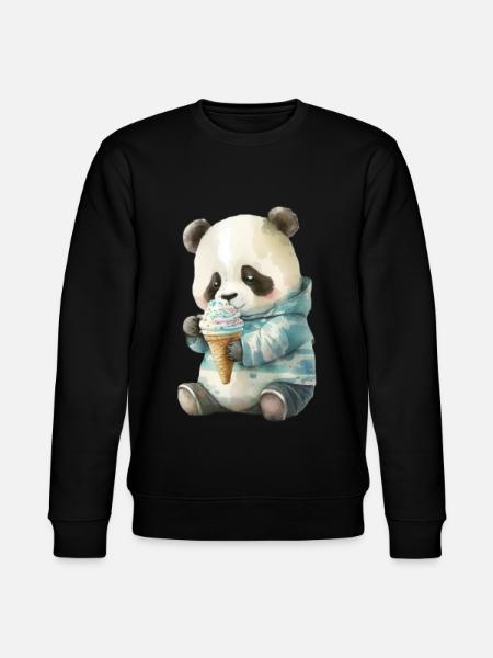 Panda - Eis essen - Stanley/Stella Unisex Bio-Sweatshirt CHANGER - Schwarz