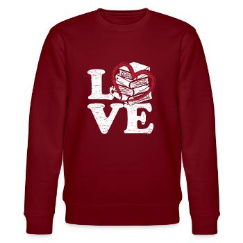 Books Love - Stanley/Stella CHANGER Unisex Organic Sweatshirt - burgundy - Front - Nik (191cm) & Marisol (170cm)